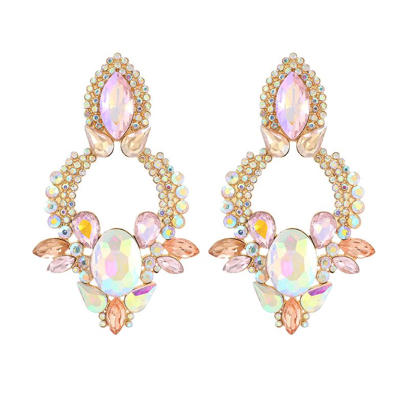 Large plate earrings zinc alloy diamond inlaid high end earrings fashion jewelry_voghion.com