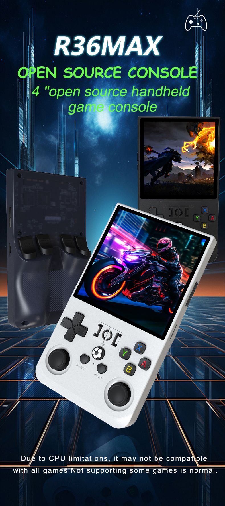 Consola de juegos portátil clásica Arcade R3664g de 128 GB y 720 GB de resolución._voghion.com