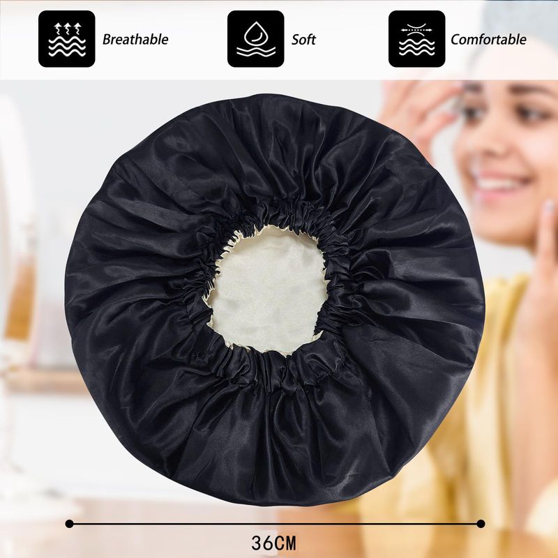 Women's Extra Large Double Layer Satin Sleep Cap & Hair Wrap - Breathable Soft Head Cover For Home, Travel & Hair Protection_voghion.com