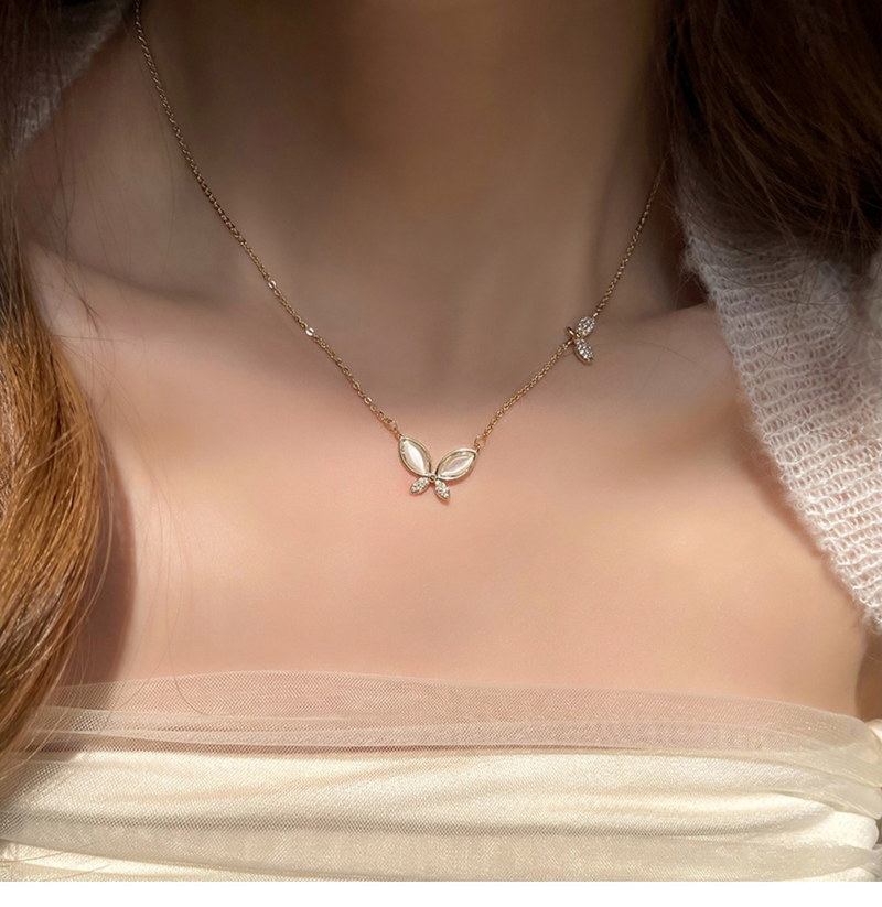 Collana leggera di lusso con farfalla a forma di occhio di gatto, stile estivo da donna, design di alta qualità, accessori decorativi con catena per clavicola, collana_voghion.com