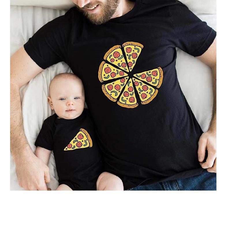Parent Child Outfit Pizza Summer Mother Daughter Outfit T Shirt Family Of Three Or Four Father Son Outfit Short Sleeved T Shirt_voghion.com