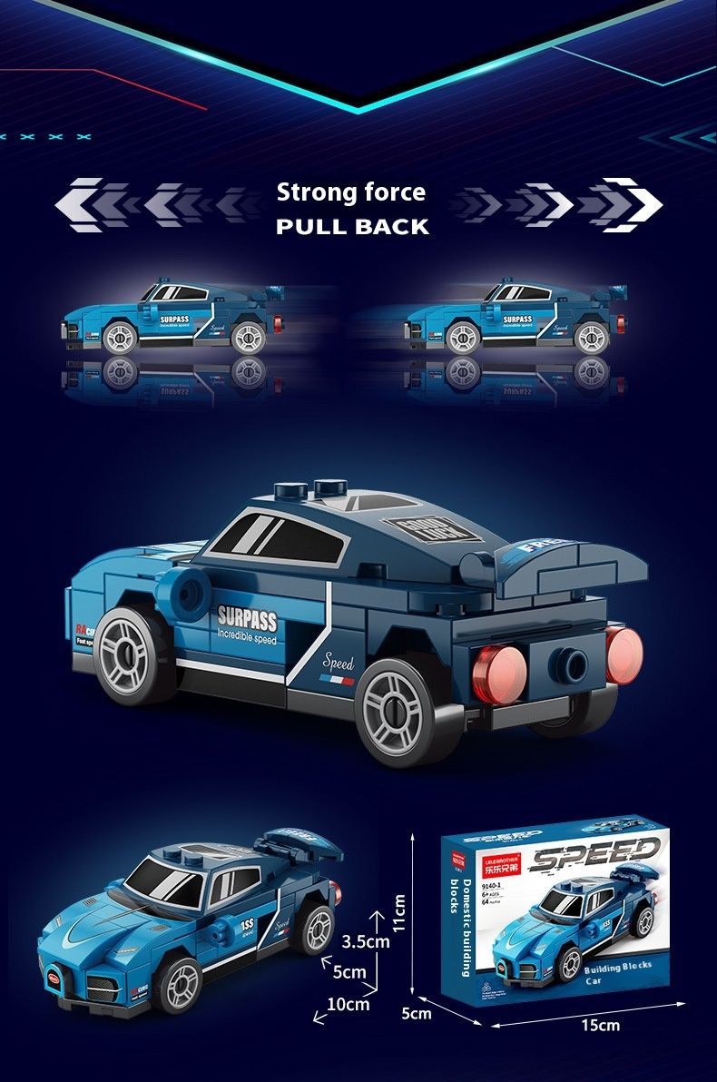 Four-Grid Mini Pull-Back Racing Car Building Blocks Assembly Educational Children's Toys Gifts_voghion.com