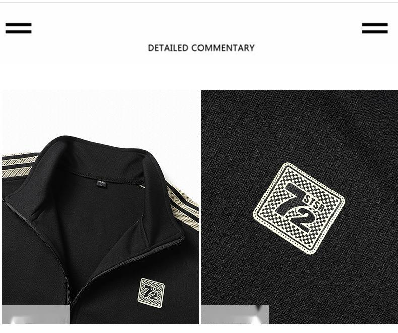 2023 Lente en herfst vrijetijdssportset voor heren, jas, legging, opstaande kraag, sportset met lange mouwen_voghion.com