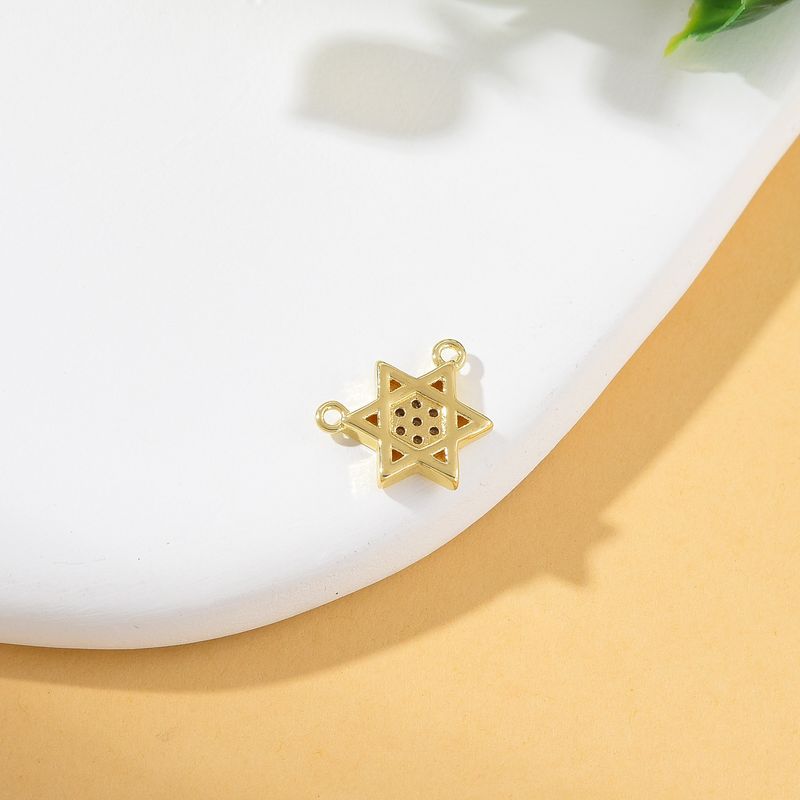 1 pièce 11*11mm trou 1~1.9mm connecteurs pendentif hexagramme en cuivre zircon_voghion.com