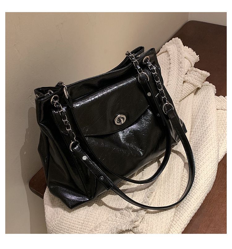 Borse Nuova Texture Pelle di Cera Olio Supporto Extra Large Donna Monospalla Moda Versatile Borsa a Tracolla_voghion.com