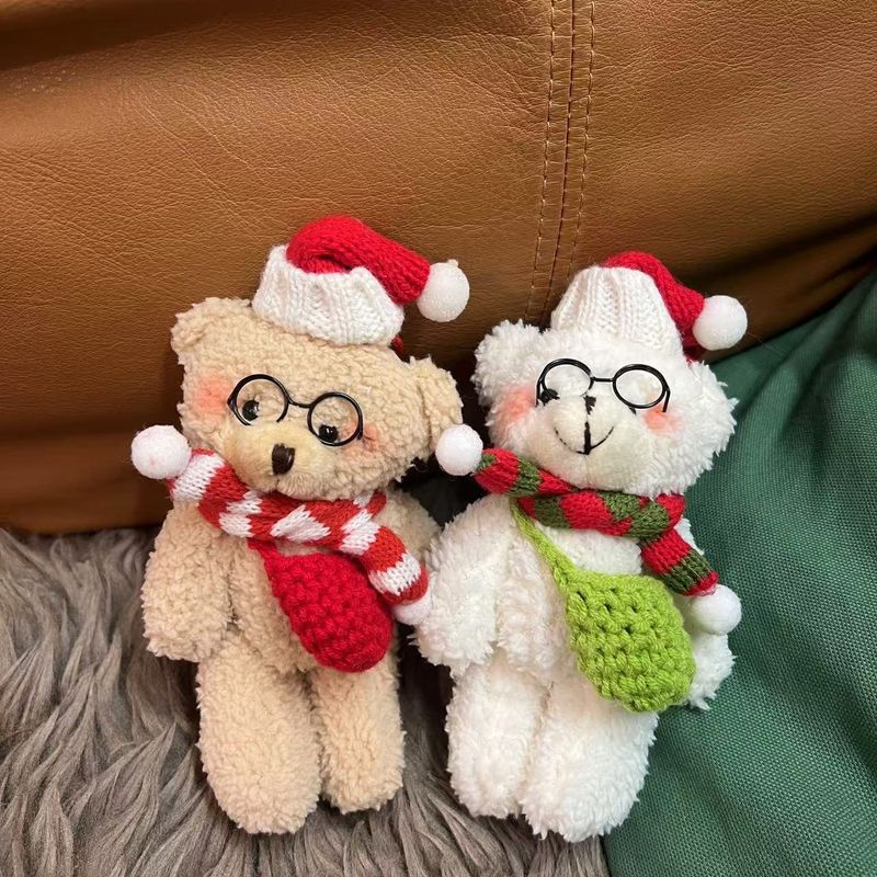 Zachte kerst-teddybeer sleutelhanger tashanger - schattig pluche cadeau voor studenten, stellen, dagelijks gebruik en feestelijke decoratie_voghion.com