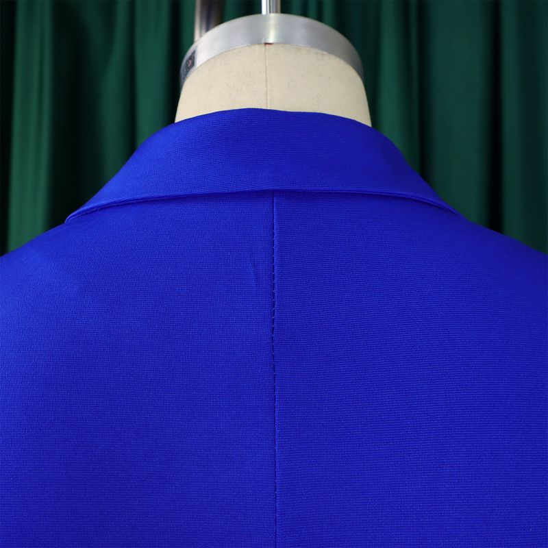 Damenbekleidung Damenmode Temperament Zweireihiger Anzugkragen Einfarbiges Kleid Mittellanges Kleid_voghion.com