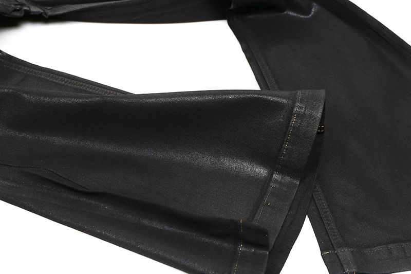 Herrenbekleidung Klassische dunkel ausgestellte, beschichtete, gewachste Jeans, ausgestellte, gestapelte, lockere Hose_voghion.com