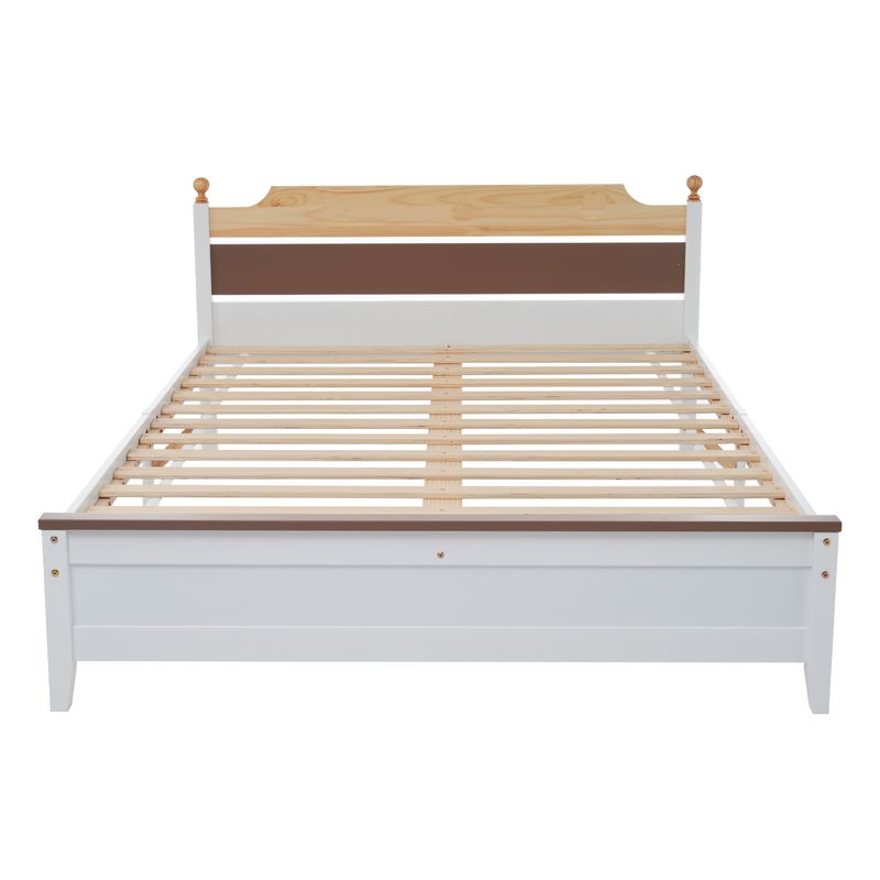 Doppelbett 140x200cm, Kiefernholz, Kopf- Und Fußteil, Colour-Blocking, Bianco_voghion.com