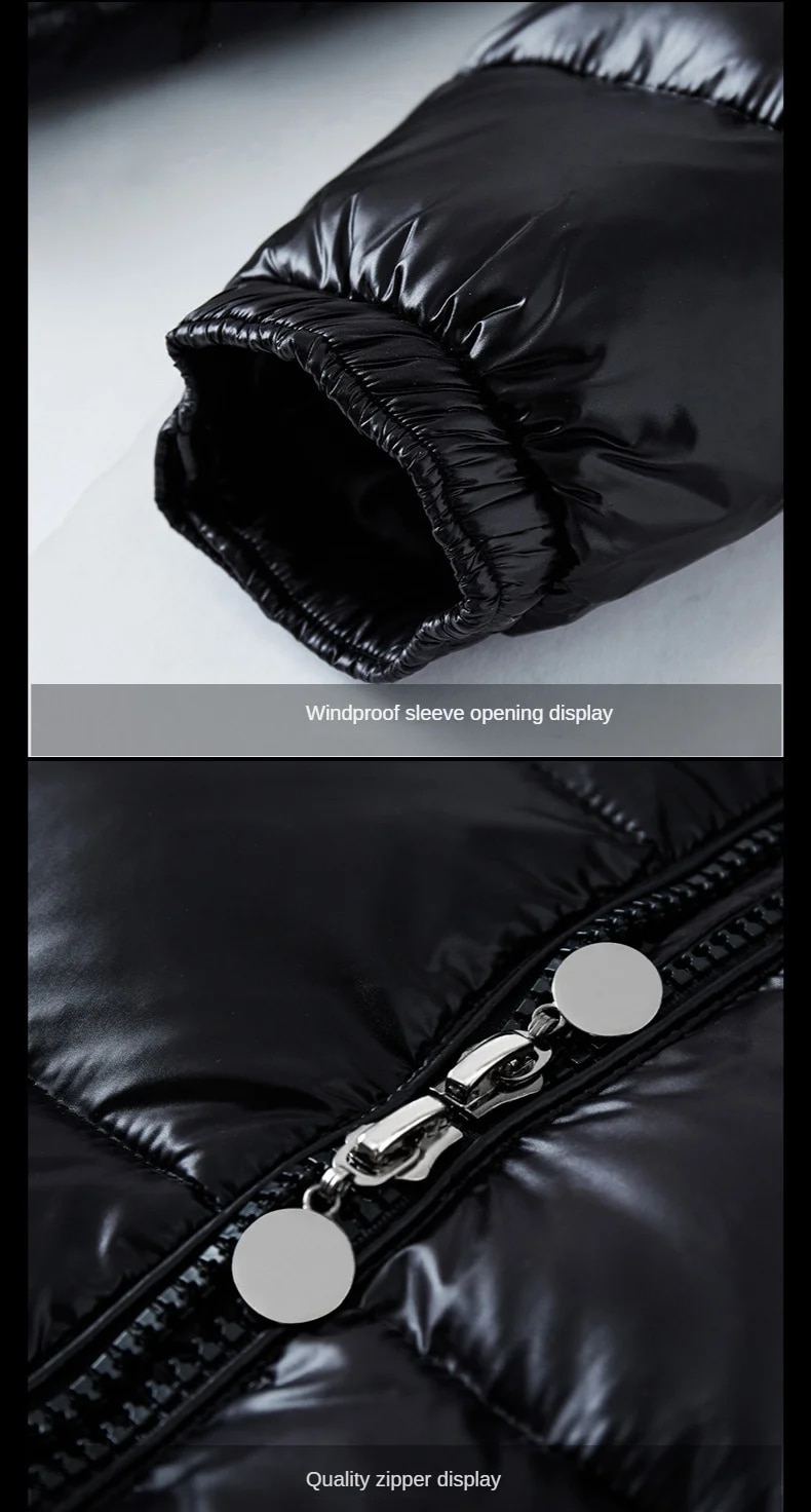 Herren Daunen Jacke Weiße Enten Haube Warm Glänzende Männer Glänzend Schwarz Rot Gepolstert Flauschigen Mantel Mann Winter Puffer Frauen_voghion.com