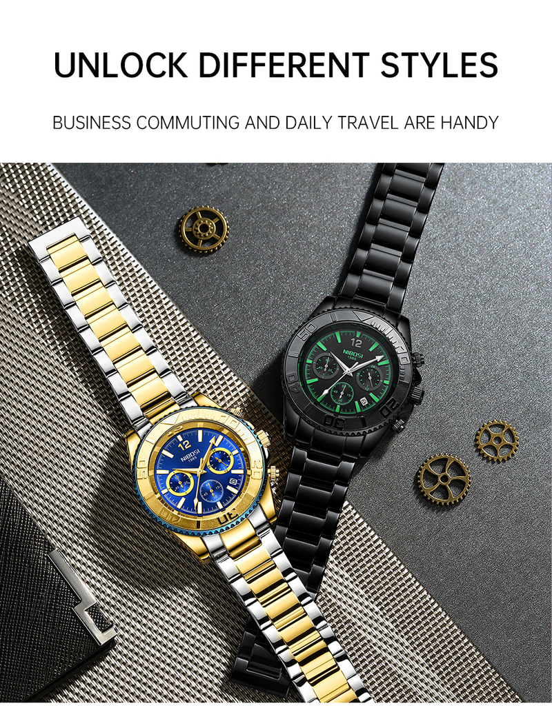 Montres de sport décontractées pour hommes chronographe montre de plongée en acier inoxydable montre-bracelet grand cadran horloge à quartz lumineuse_voghion.com