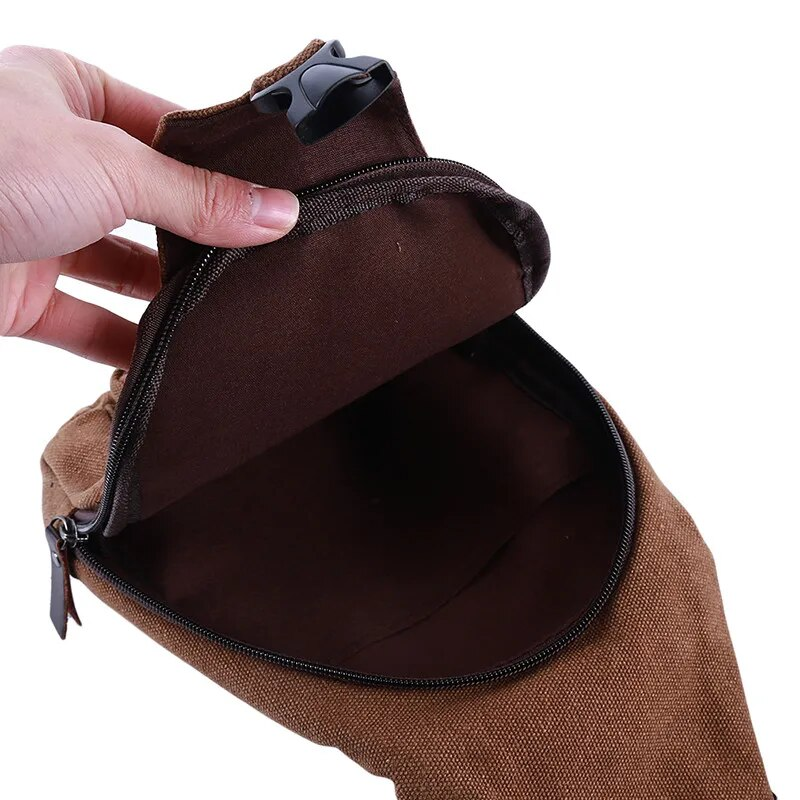 2023 Brand New Men Vintage Canvas Leather Satchel Sling Chest Pack Multifunctional Outdoor Small Shoulder Bag_voghion.com