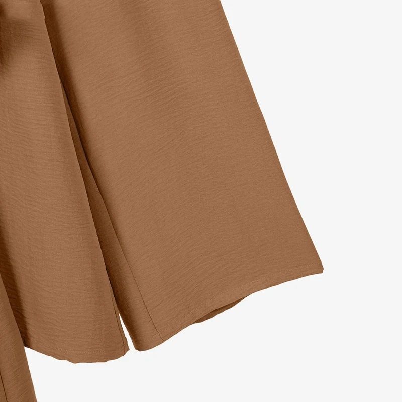 Abito da donna a due pezzi, alla moda ed elegante, tinta unita, con spacchi laterali, camicia lunga, pantaloni a gamba larga e vestaglia._voghion.com