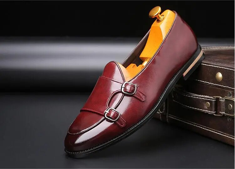 Chaussures en cuir décontractées pour hommes Movechain Chaussures de fête de mariage Chaussures à boucle à enfiler pour hommes Mocassins pour hommes Mocassins de conduite_voghion.com