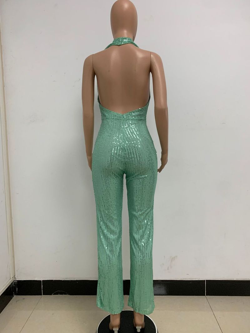 Women's Jumpsuit Backless Sequin Jumpsuit Women's Slim Sleeveless Jumpsuit Jumpsuit_voghion.com