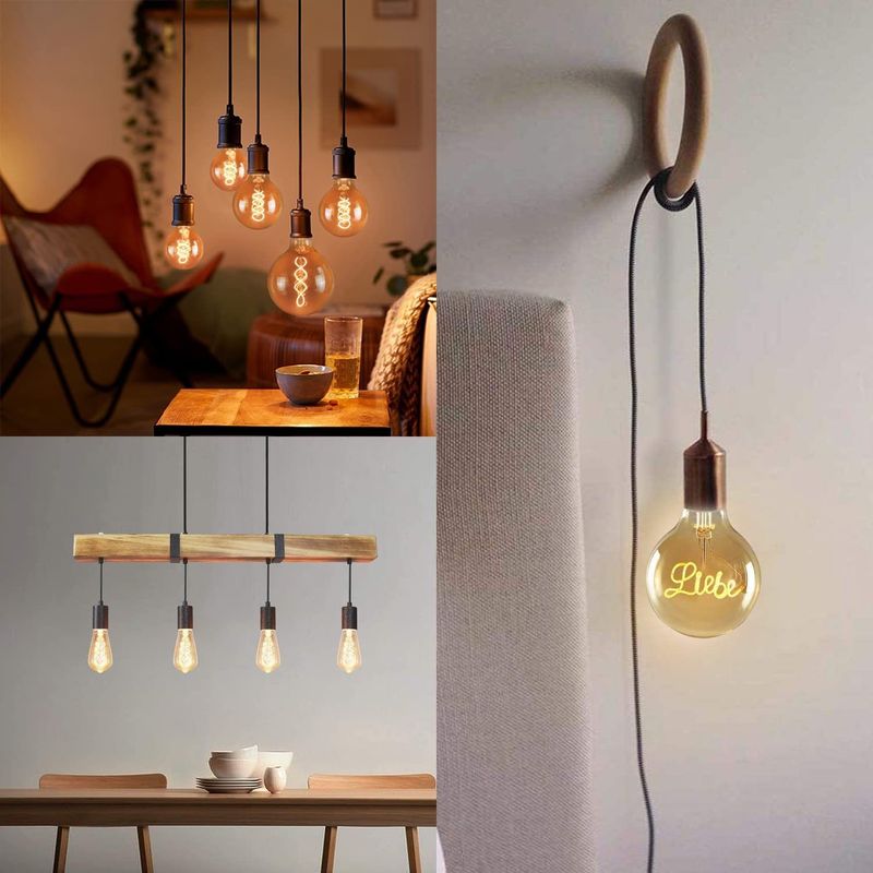 Glitzerlife Edison Glühbirne E27 LED Vintage - 3ER Dekorative Leuchtmittel 4W LED Spiral Filament Lampen 2200K WarmWeiß Licht Antike Glas Glühlampe Nicht Dimmbar_voghion.com