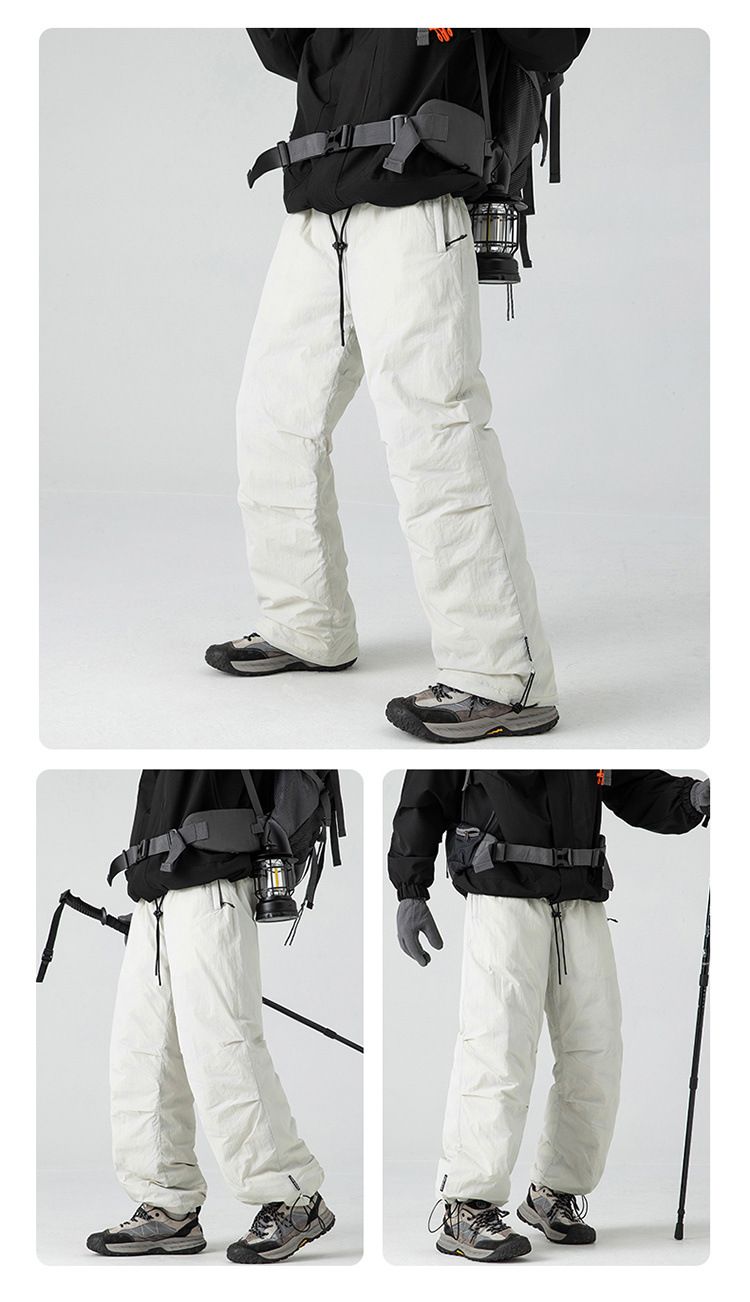 Pantaloni termici invernali da uomo in piuma - Tuta antivento in softshell, spessa imbottitura in piumino d'anatra (36 g-50 g), pantaloni da sci e da esterno per il freddo_voghion.com