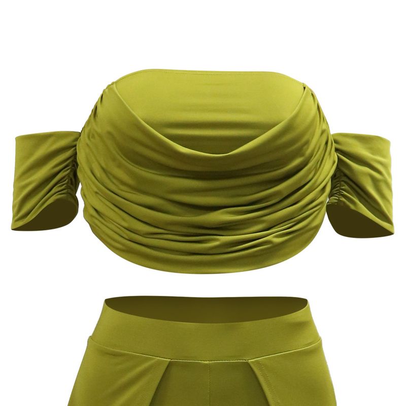 Γυναικεία ρούχα casual κοστούμι Tube Top Split Φαρδύ παντελόνι_voghion.com