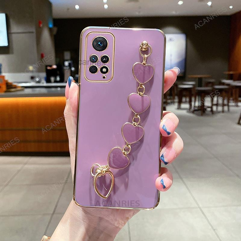 Luxe plating liefdeshart armband kettinghoes voor Xiaomi Redmi Note 11 10 s Pro Plus 5G 2022 bandhoes op Note11 11s Nee_voghion.com