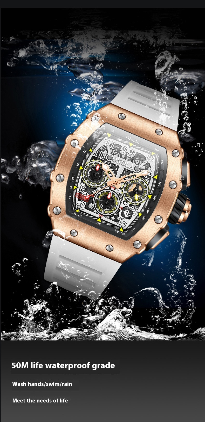 Explosive ONOLA/Orona Fashion Multifunctional Fully Automatic Mechanical Waterproof Tape Men's Watch_voghion.com