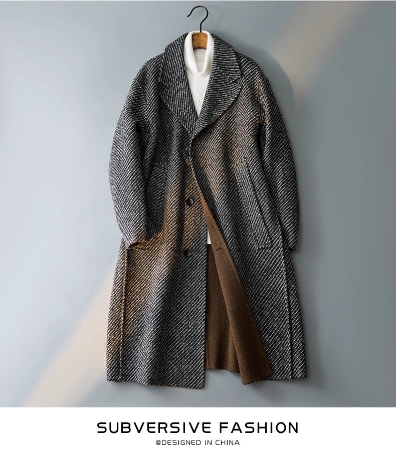 2025 Men's Fashion Casual Light Luxury Mid-Length Jacket Autumn Winter New Wool Coat Trend_voghion.com