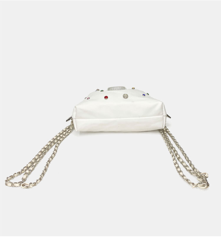 Korean version of niche design silver gem backpack women's 2023 new chain all-match large-capacity class backpack_voghion.com