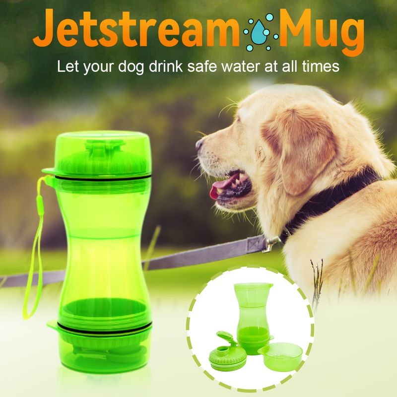 Hundewasserflasche 2-in-1 Wasserbecher Trocken- und Nasstrennung Hundereise-Trinknapf für kleine und mittelgroße Hunde Outdoor-Behälter_voghion.com