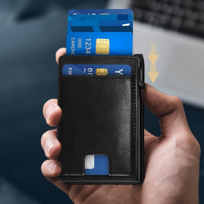 RFID Carbon Fiber Men's Vertical Card Holder Magnetic Flip Dollar Clip Convenient Wallet Magnetic_voghion.com