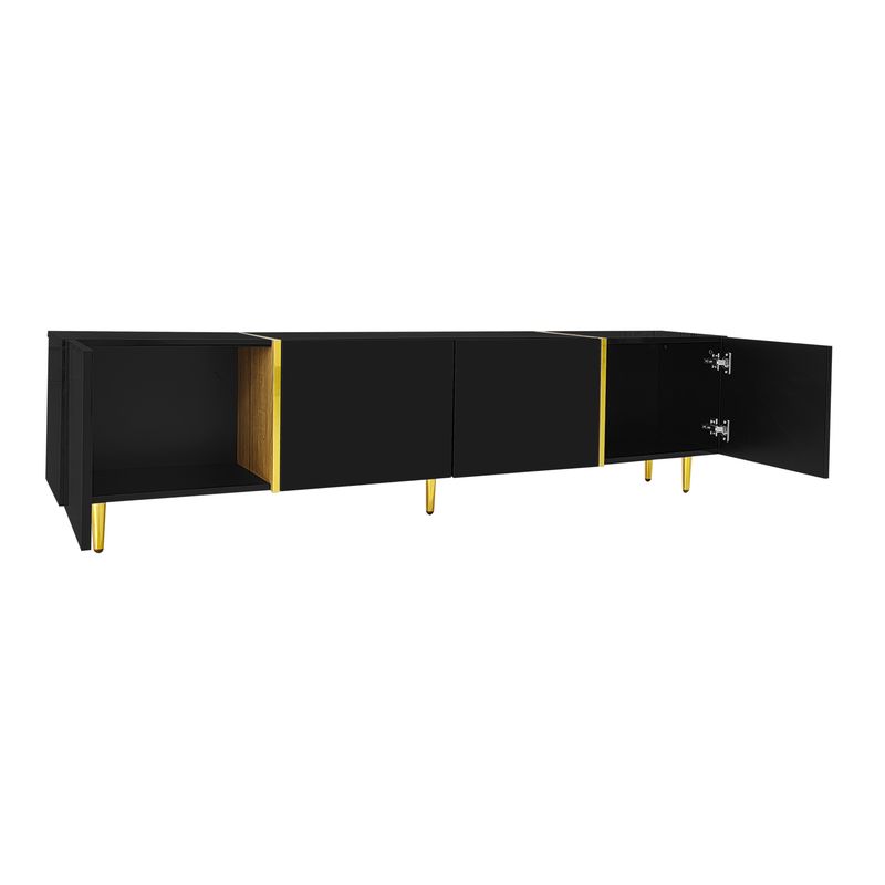 Ensemble meuble TV et table basse noir brillant moderne_voghion.com