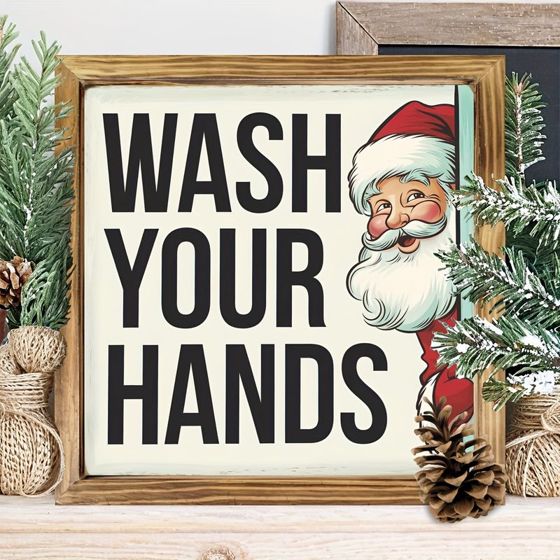 "8x8" Vintage Holzschëld mat dem Numm "Wash Your Hands" - Rustikal Wandkonscht fir Kichen, Buedzëmmer & Büro | Eenzegaartegt Kaddo fir d'Feierdeeg_voghion.com