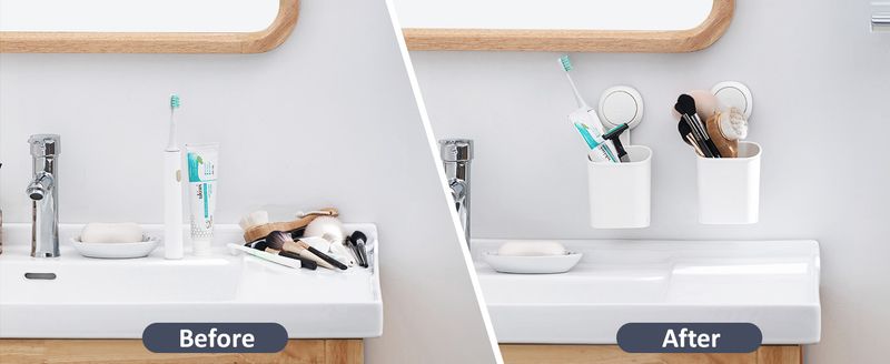 TAILI 2 Pack Tumblers - Wall Replacement, Suction Cup, Toothbrush/Toothpaste Holder EU_voghion.com