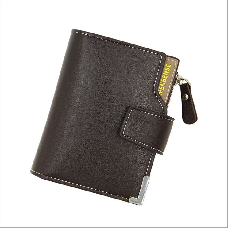Fashion Buckle Wallet Short Style Multiple Slots Large Capacity Card Holder Vertical Hinge Men's Money Clip_voghion.com