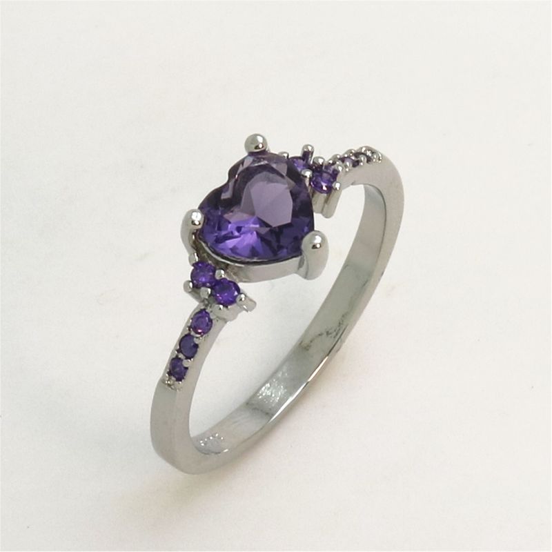 Anello in argento con zircone naturale e ametista, alla moda, a forma di cuore, gioiello da donna_voghion.com