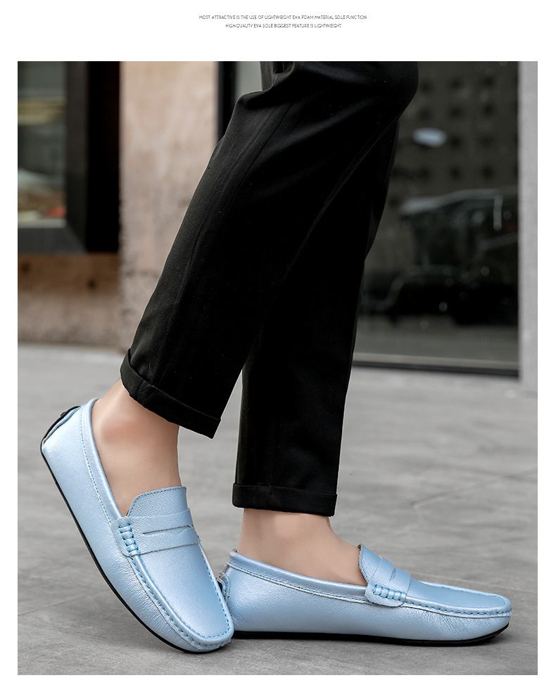 New Genuine Leather Bean for Men's Casual Driving with Soft Sole, Fashionable Fit, and Versatile Lazy Shoes in Large_voghion.com