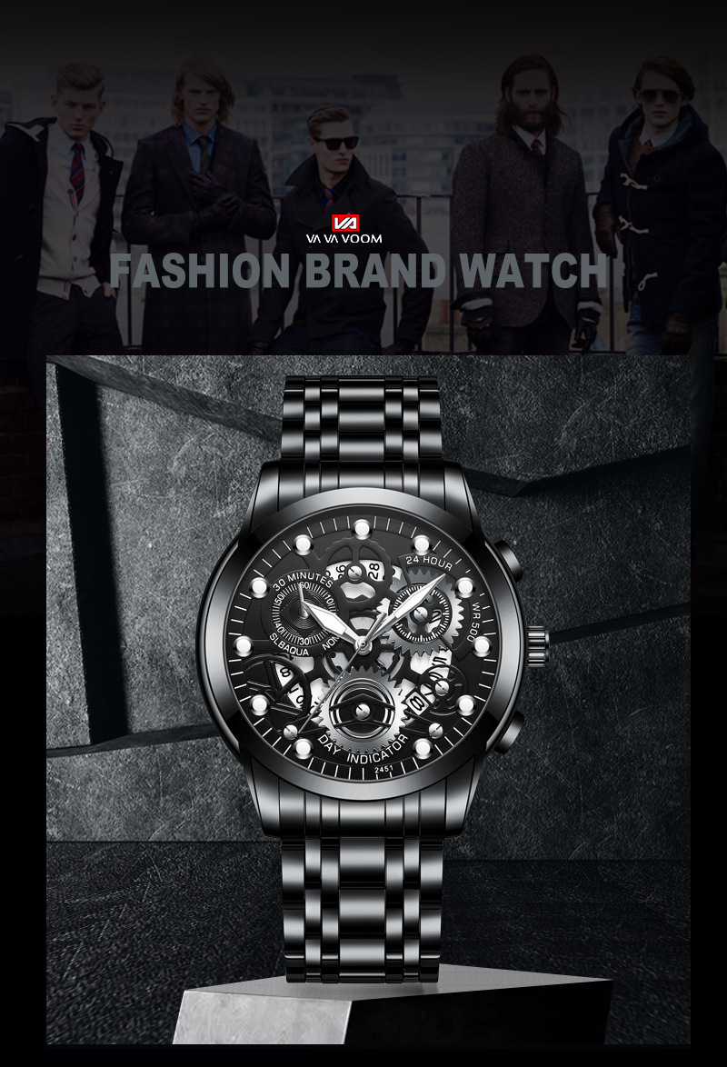 Montres à bracelet en acier pour hommes, montres étanches pour hommes_voghion.com