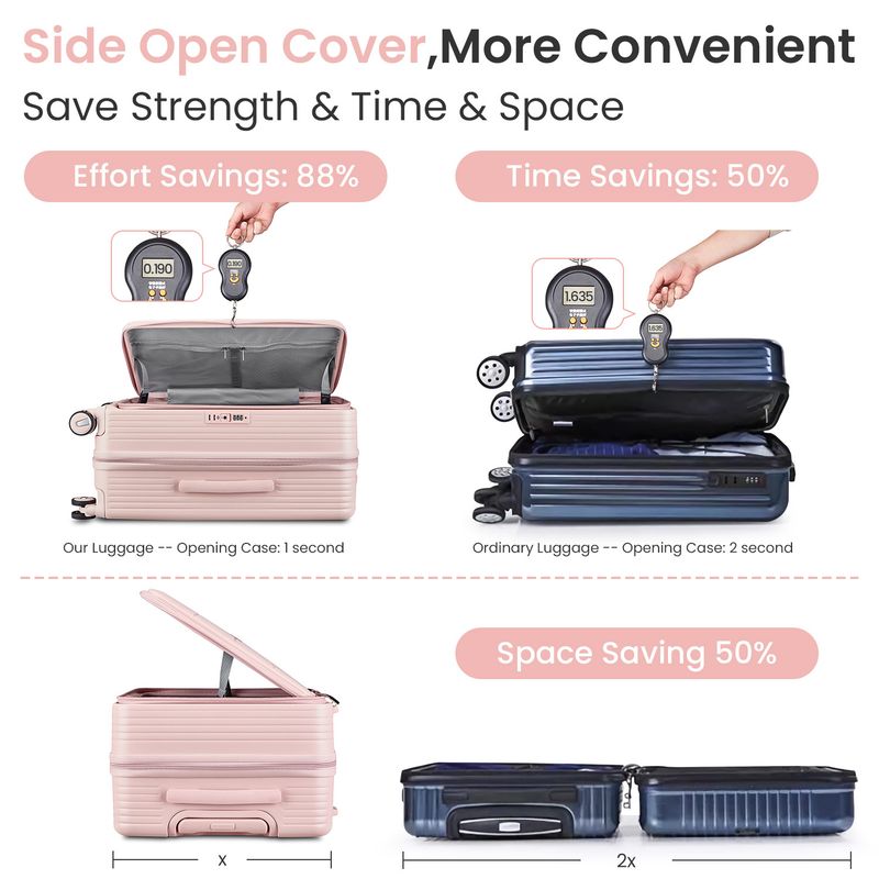 Luggage Sets 3 Piece(20/24/28), Expandable Carry On Luggage With TSA Lock Airline Approved, 100% PC Hard Shell And Lightweight Suitcase With Front Pocket And Spinner Wheels_voghion.com