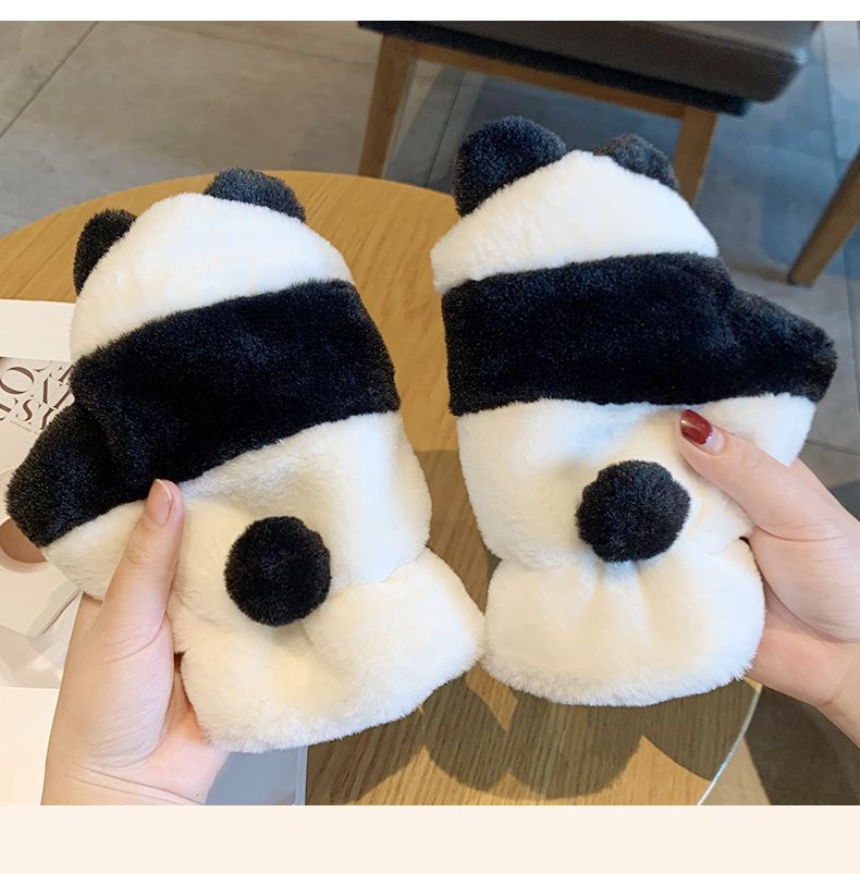 Winter Warm Skin-Friendly Cute National Treasure Panda Plush Fingerless For Women Outdoor Student Snow Play Anti-Freeze_voghion.com