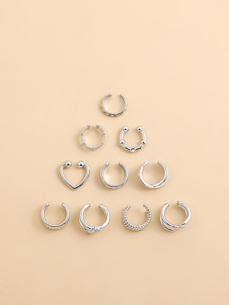 Manschette Minimalistischer C-förmiger Buchstabe Nicht durchbohrter Ohrclip 10-teiliges Set Yiwu Zubehör_voghion.com