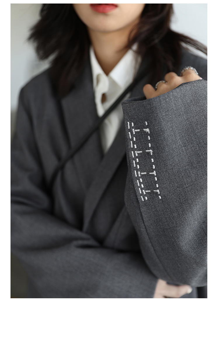 CHICVEN Donna Office Lady Blazer Polsino Ricamo Spalla Larga Abito in Twill Capispalla Donna Autunno Capispalla Elegante Top_voghion.com