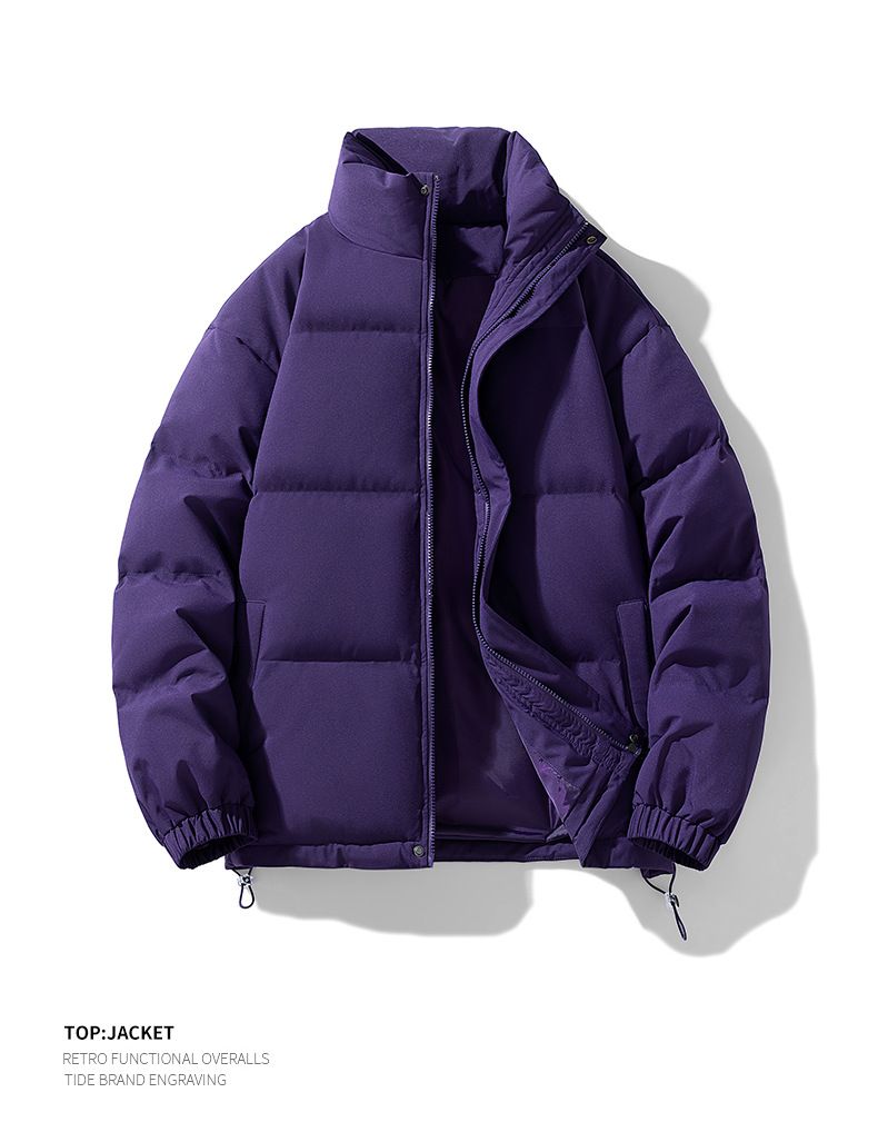 Giacca imbottita in cotone con collo alto tinta unita per uomo e donna 2025, nuova giacca invernale ispessita, calda e alla moda, casual, da coppia_voghion.com