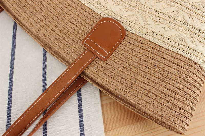Triibuline suure mahutavusega kandekott Premium Tekstuuriga käsitsi kootud kott Resort Kõik-ühes õlakott_voghion.com