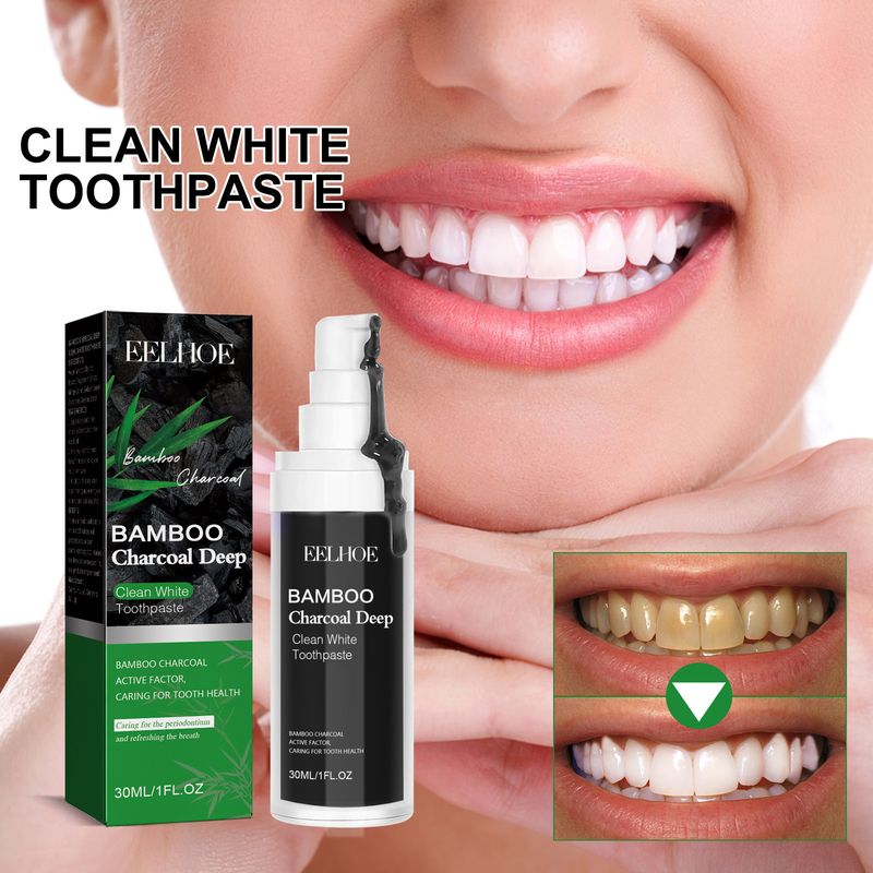 Il prodotto schiarente illumina i denti bianchi, lo smalto forte, la rimozione facile delle macchie, il dentifricio al carbone di bambù con alito fresco_voghion.com
