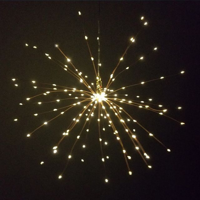 LED Hanging Fireworks Lights Cylindrical Battery Box With Remote Control Dandelion Light String Outdoor Copper Wire Lights_voghion.com