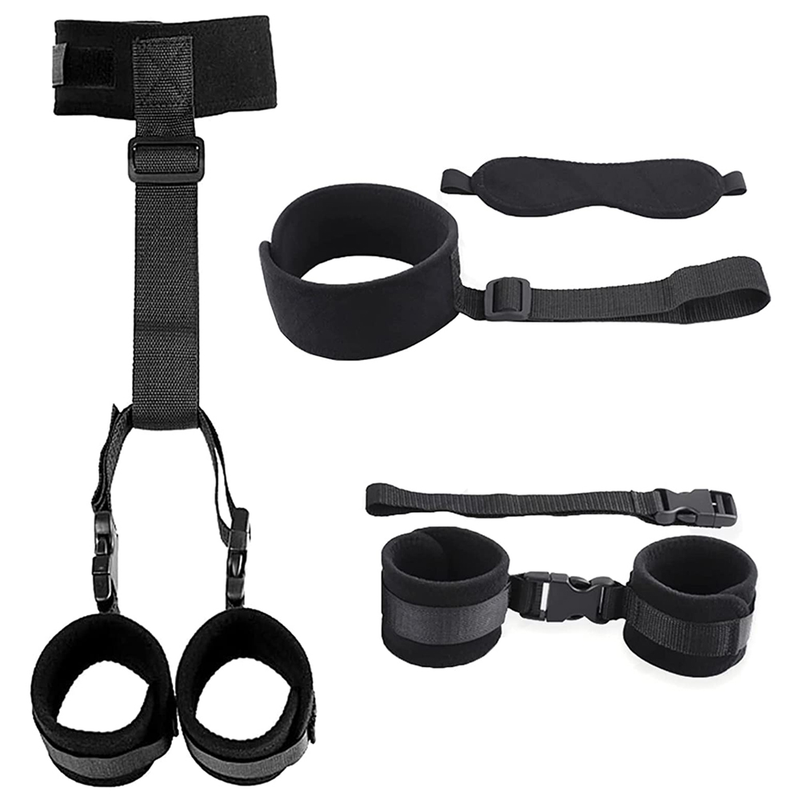 SM Sex Bondage Kit Restraints Handcuffs Collar Ankle Cuff Blindfold Feather Tickler Adult Games Toys for W_voghion.com