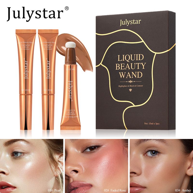 Rouge Gesicht Matt Einfach zu Färben Rouge Blush Flüssig Highlighter Fein Schimmer Kontur Aufhellende Kontur 3 Sets_voghion.com