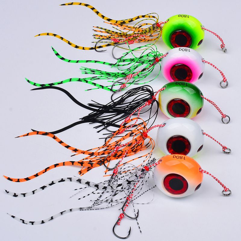 Red Seal Head Lure Bait Sea Fishing Moon Lead Fish Bearded Squid With Double Hooks Luminous Iron Plate_voghion.com