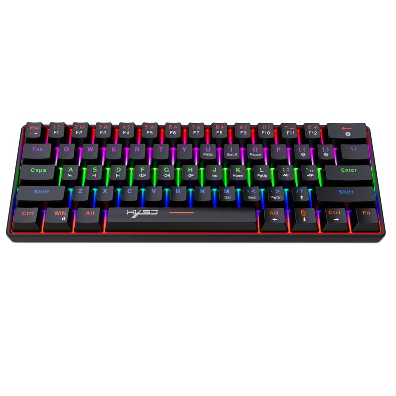 Novo teclado mecânico compacto mini eixo verde 61, sem conflitos de teclas, luz de fundo colorida, mais vendido_voghion.com