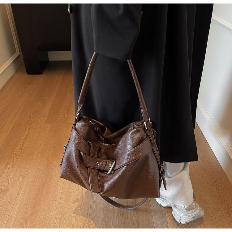 Sac fourre-tout tendance pour femme, grande capacité, en PU souple, avec fermeture éclair, pour un usage quotidien, disponible en noir, beige, marron et argent._voghion.com