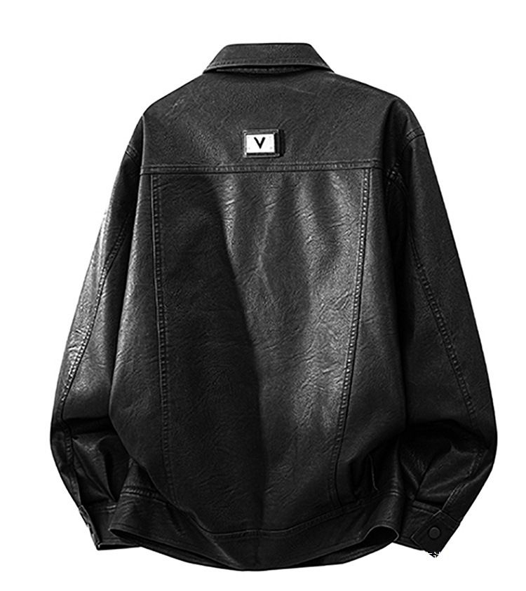 Herrenbekleidung Herrenjacke aus Kunstleder, zweireihig, schmal geschnitten, langer Mantel_voghion.com