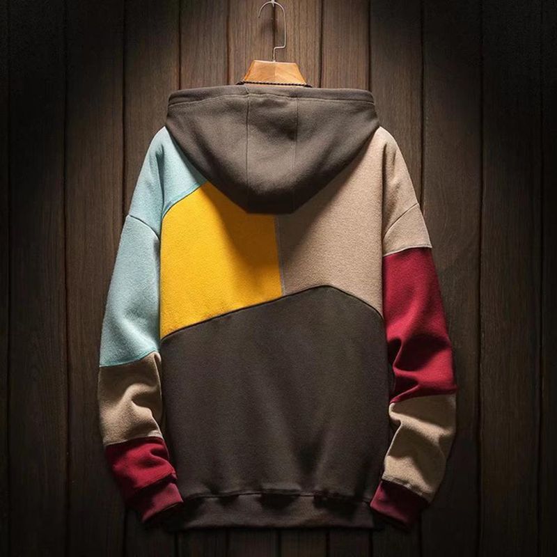 Felpa con cappuccio sottile in pile da uomo, con cappuccio e maniche lunghe, coordinata ai colori, per tenere al caldo, casual, autunnale, da indossare tutti i giorni_voghion.com